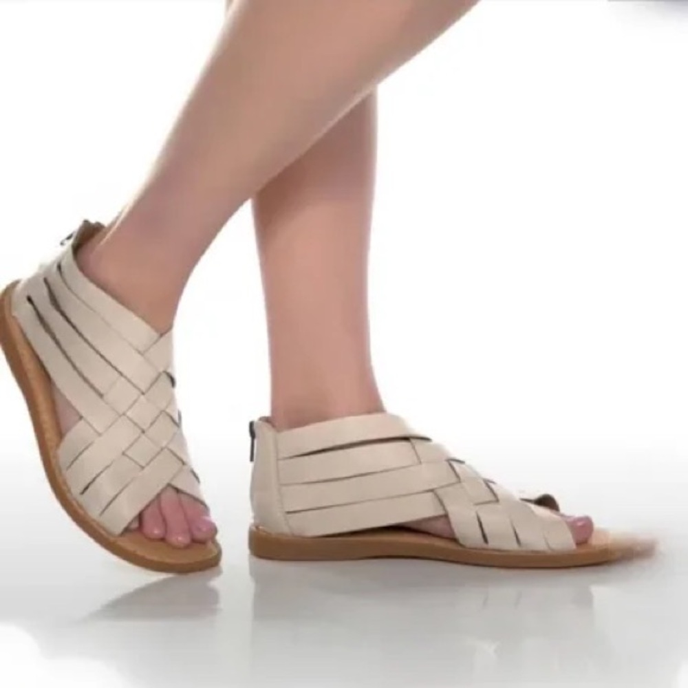Born Iwa Woven Leather Ivory Strappy Boho Sandals Women’s Size 6M